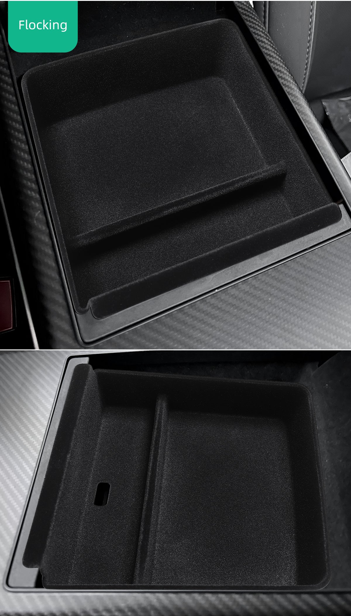 Tesla Model S, X Center Console Armrest Box Storage Box, W/ Flocking, 2022-2023