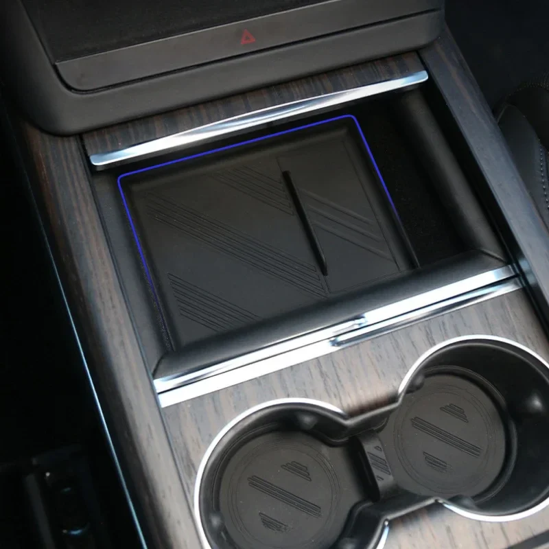 Tesla Model S, X Center Console Front Upper Tray Organizer, Silicone, Black, 2022-2023 - Image 2