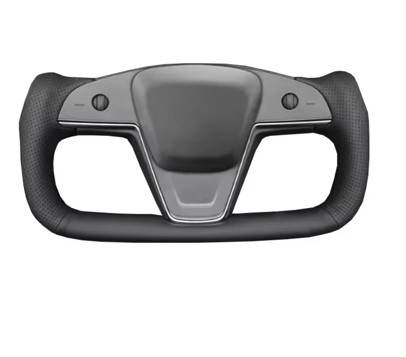 Tesla Model S, X Custom Microfiber Leather Yoke Steering Wheel Cover 2021-2023 - Image 2