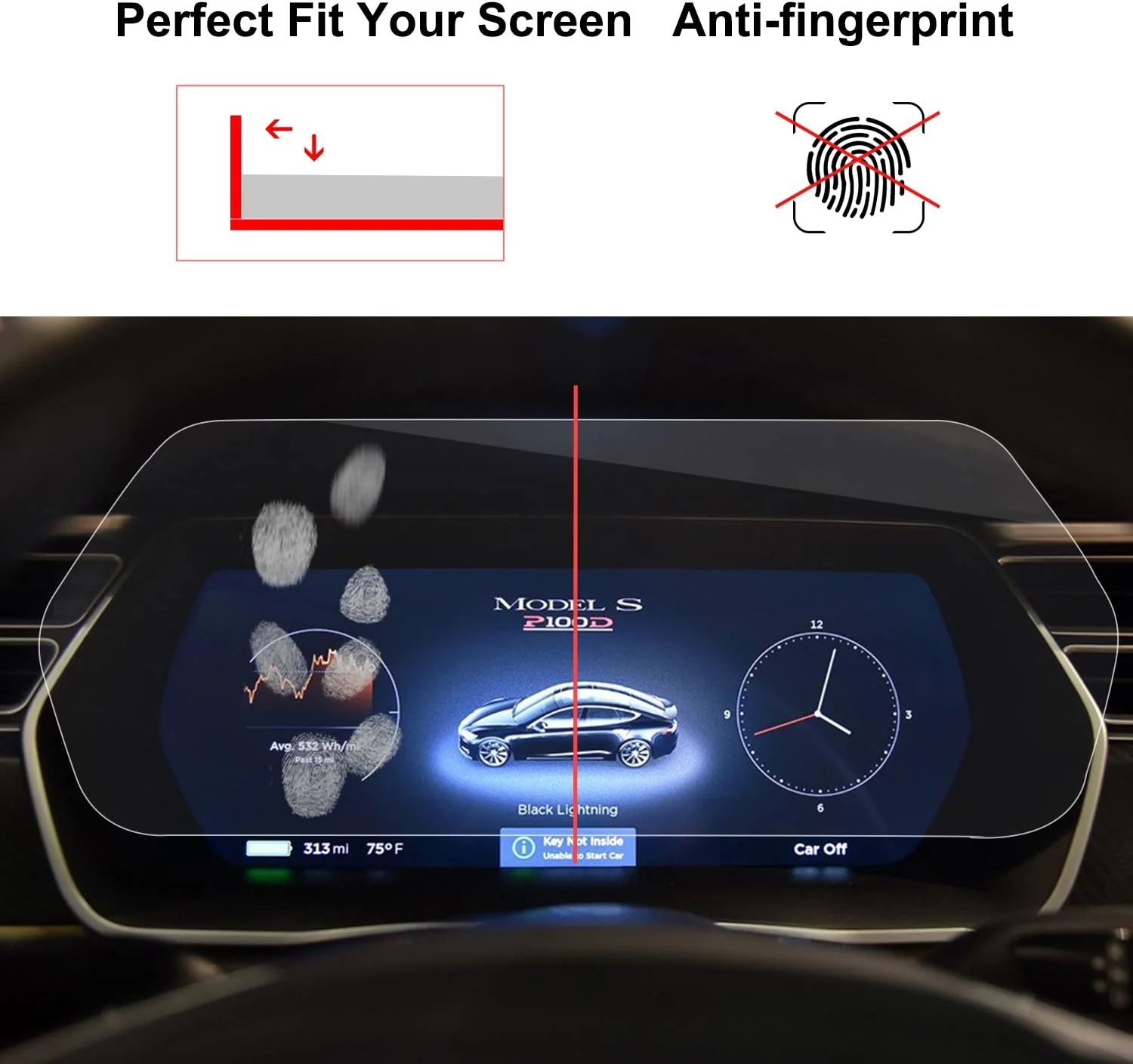 Tesla Model S, X, Instrument Screen Protector, HD, 9H, 2012-2020 - Image 3