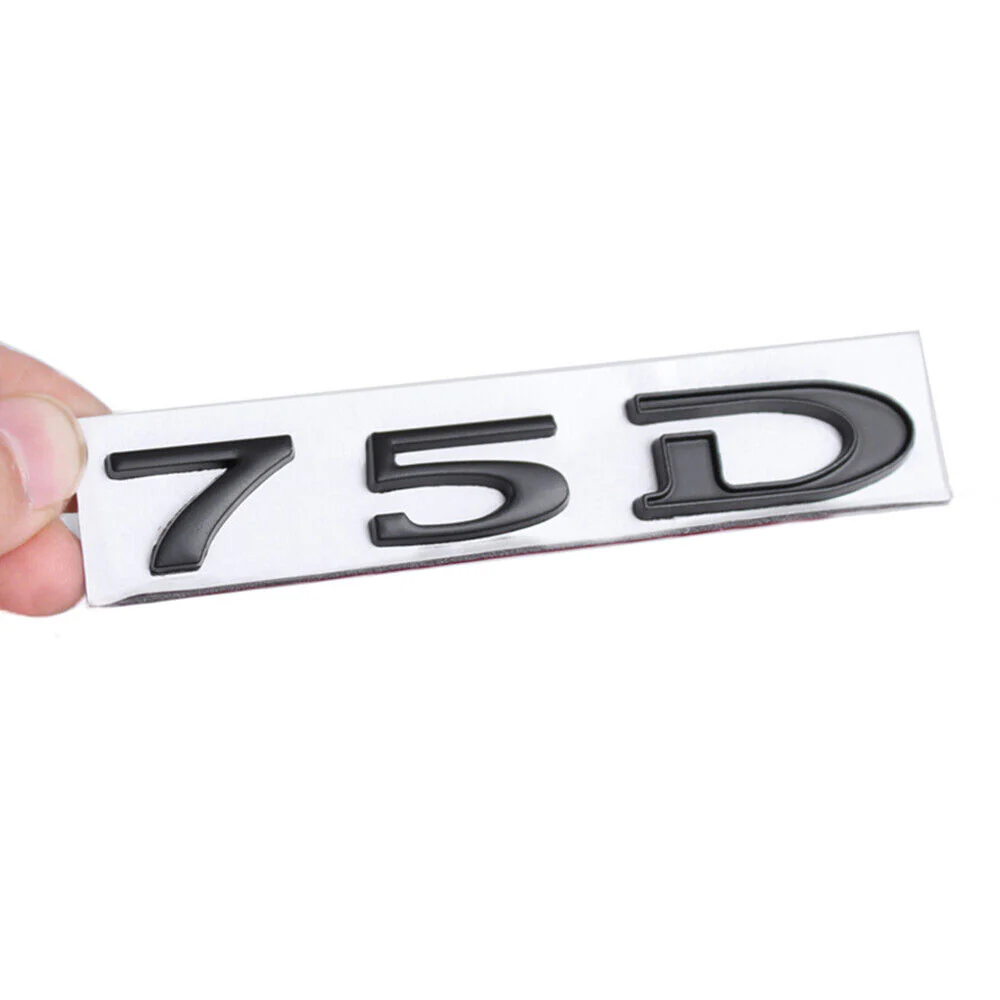 Tesla Model S, X Matte Black 75D Letter Emblem, 3D Metal
