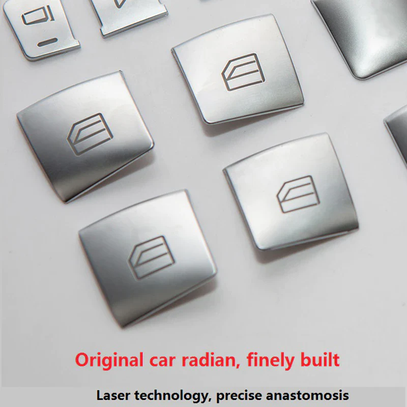 Tesla Model S, X Window Lift Switch Button Cover Kit, Brushed Aluminum - Image 3