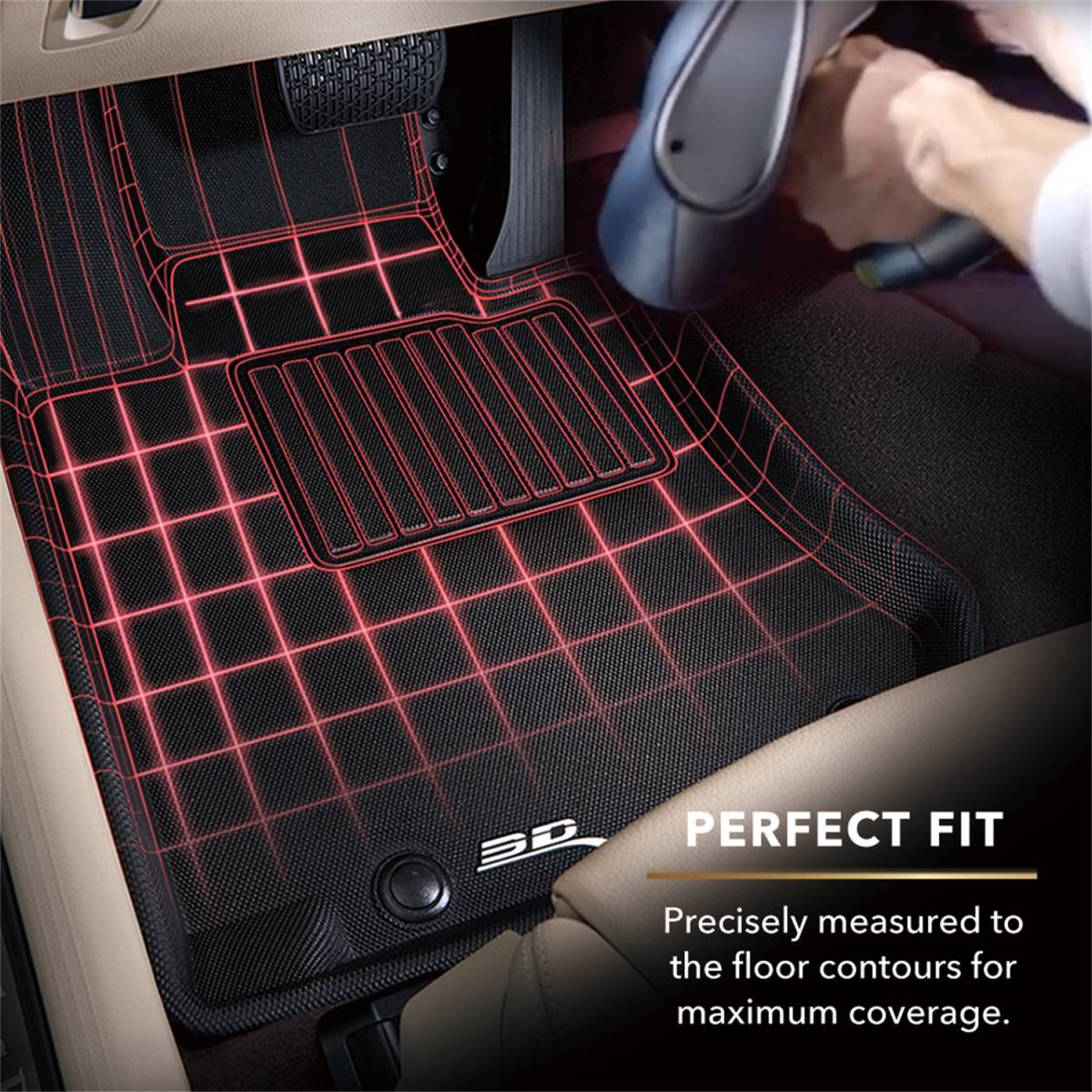 Tesla Model X 5-Seater Maxpider KAGU Front & Rear Floormat Set, Black, 2016-2021 - Image 3