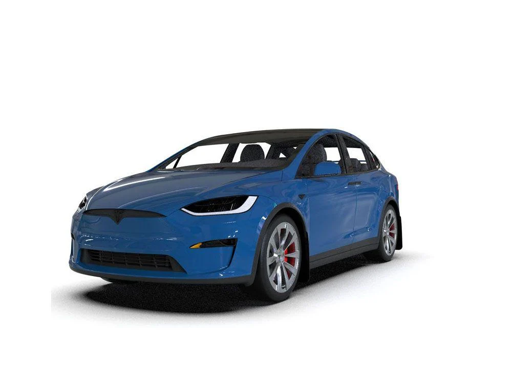 Tesla Model X Mud Flap Set, Rally Armor Dark Gray Logo, 2022-2023 - Image 2