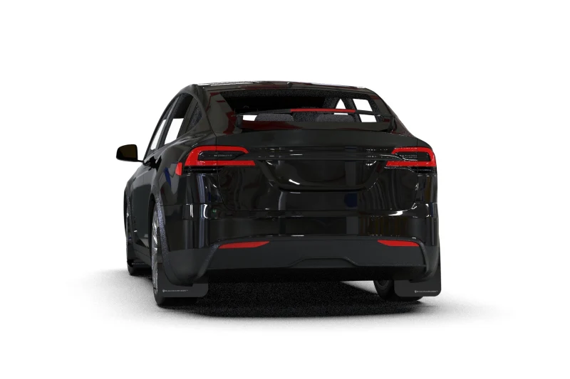 Tesla Model X Mud Flap Set, Rally Armor Dark Gray Logo, 2022-2023 - Image 2