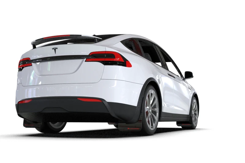 Tesla Model X Mud Flap Set, Rally Armor Red Logo, 2022-2023 - Image 2
