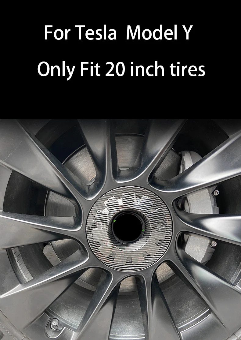 Tesla Model Y ABS Wheel Center Caps Hub Covers, 20 Inch, Matte Carbon Fiber, 4PCS Set, 2020-2024 - Image 3