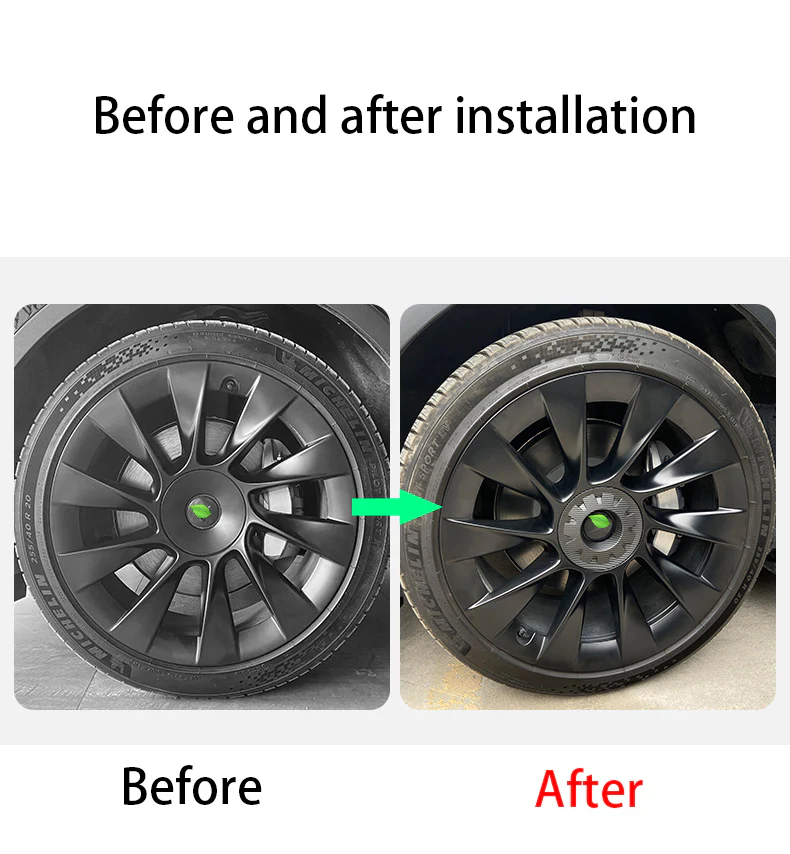 Tesla Model Y ABS Wheel Center Caps Hub Covers, 20 Inch, Matte Carbon Fiber, 4PCS Set, 2020-2024 - Image 4