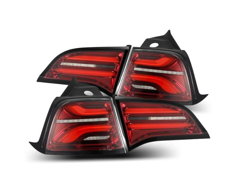 Tesla Model Y Alpharex Led Pro Series Led Taillights, Sequential Turn Signal, Red, 2020-2024