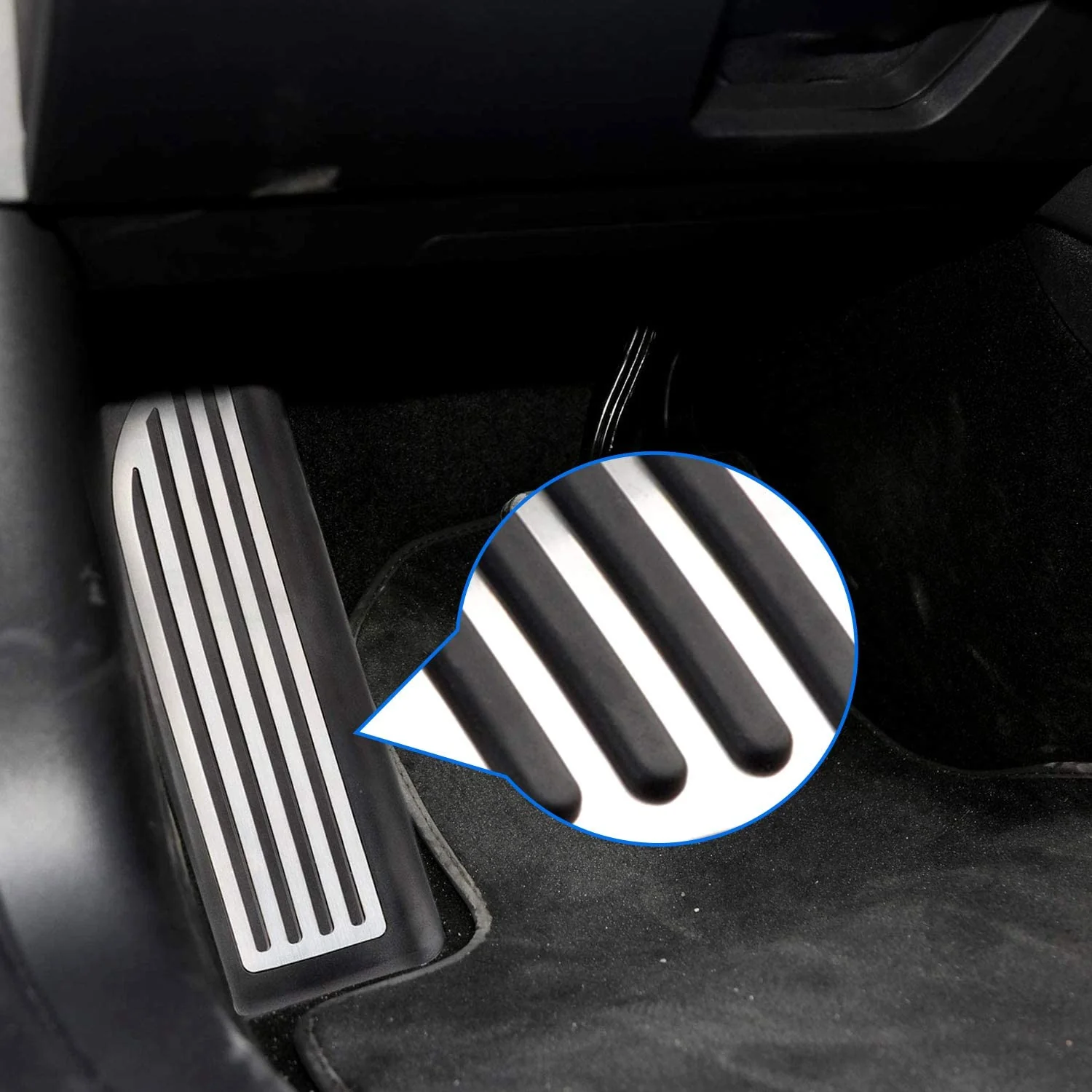 Tesla Model Y Dead Pedal, Footrest, Black with Stainless Steel Insert, 2020-2025 - Image 3