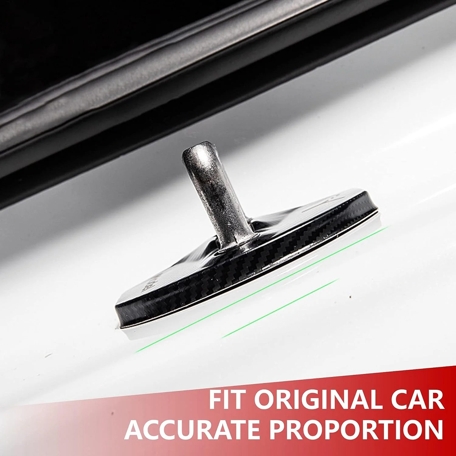 Tesla Model Y Door Latch Covers, Carbon Fiber Black Stainless Steel, 4pc Set - Image 2