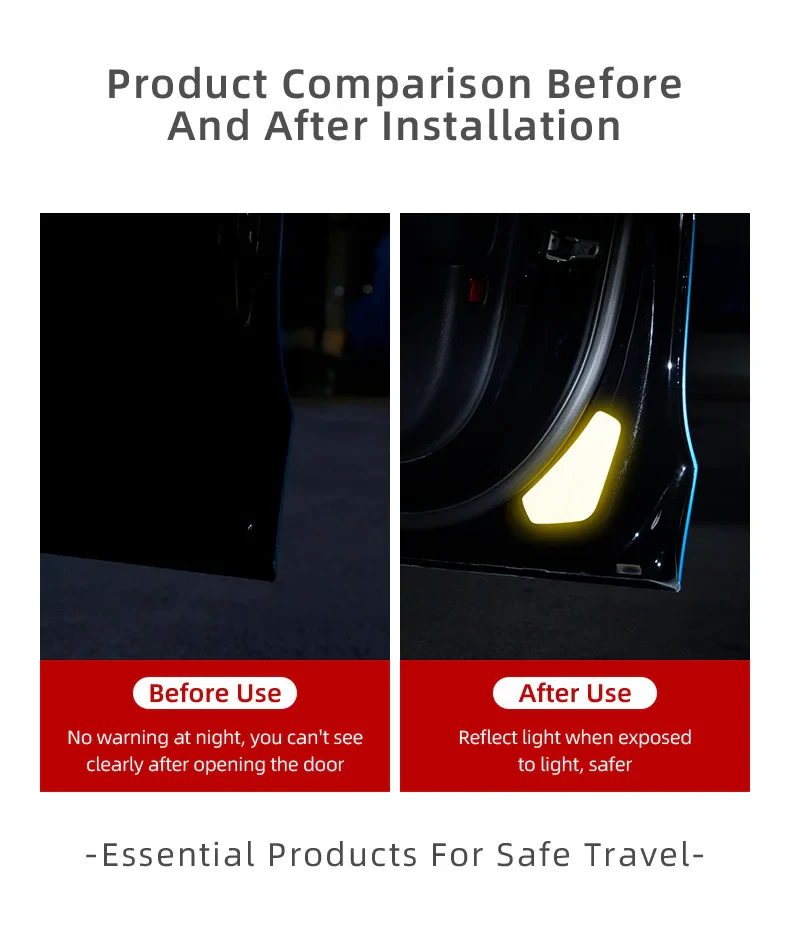 Tesla Model Y Door Reflective Warning Stickers, Yellow, 2020-2024 - Image 3