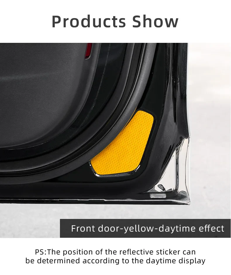 Tesla Model Y Door Reflective Warning Stickers, Yellow, 2020-2024 - Image 4