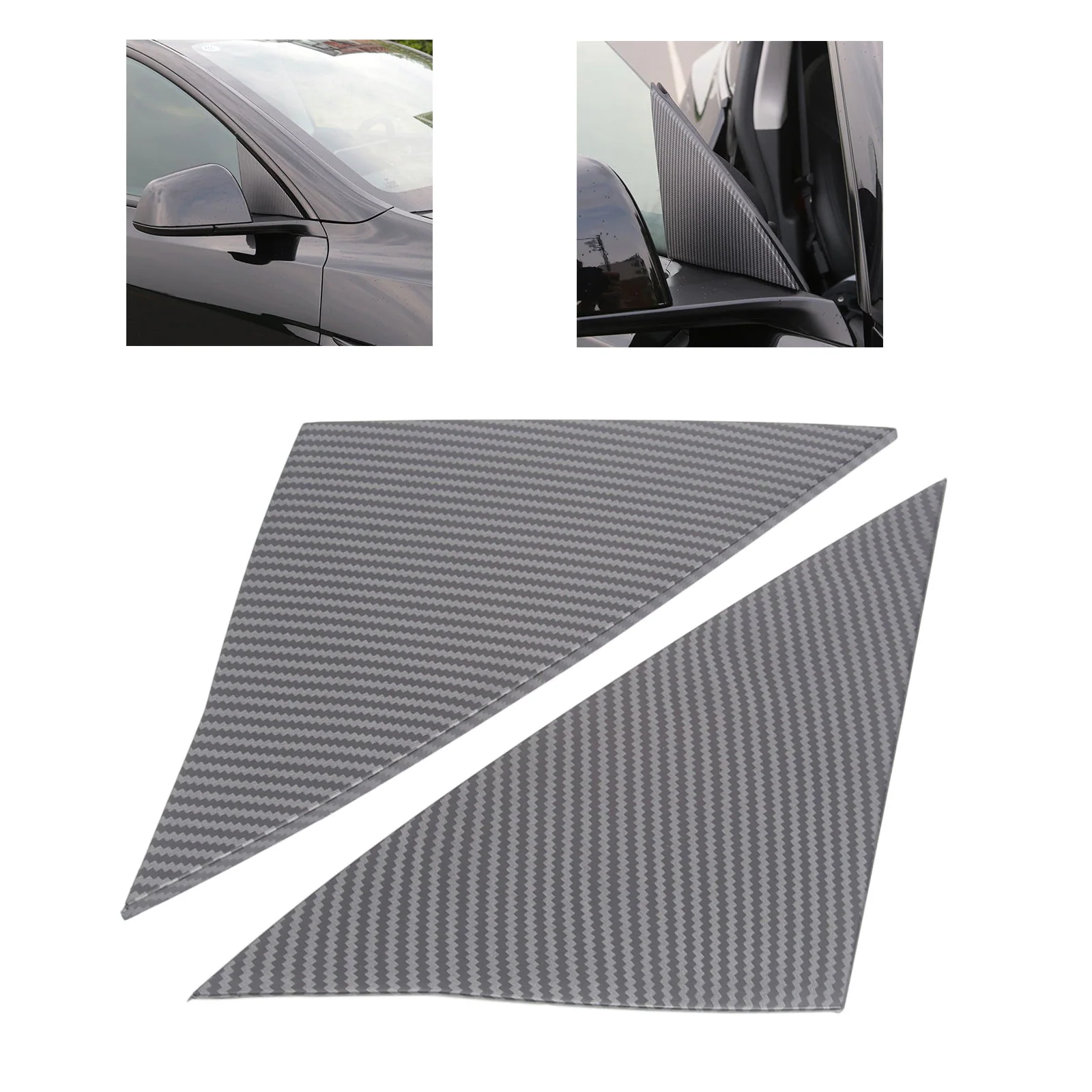 Tesla Model Y Front A Pillar Covers, Matte Carbon Fiber, 2020-2024 - Image 2