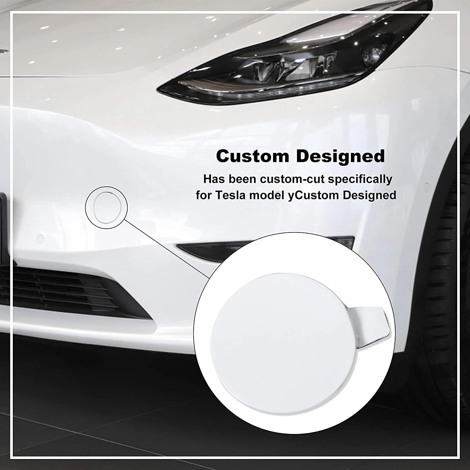 Tesla Model Y Front Bumper Tow Hook Cover Cap, Pearl White - Image 2