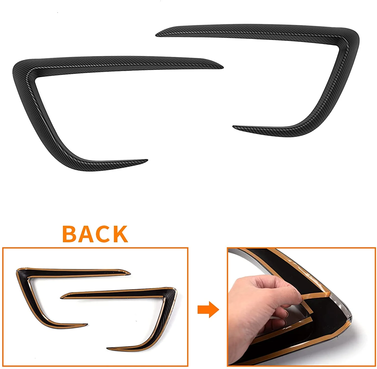 Tesla Model Y Front Fog Light Trim Spoiler Light Cover Eyebrow Covers, Matte Carbon Fiber, 2020-2024 - Image 2