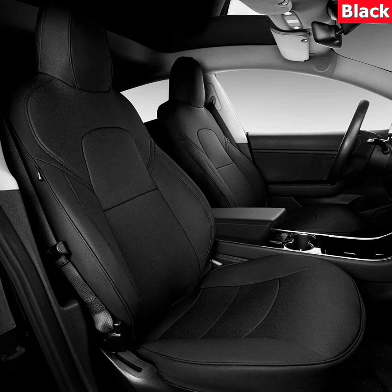 Tesla Model Y Full Seat Cover Set, Premium Napa Leather, Black, 2020-2024