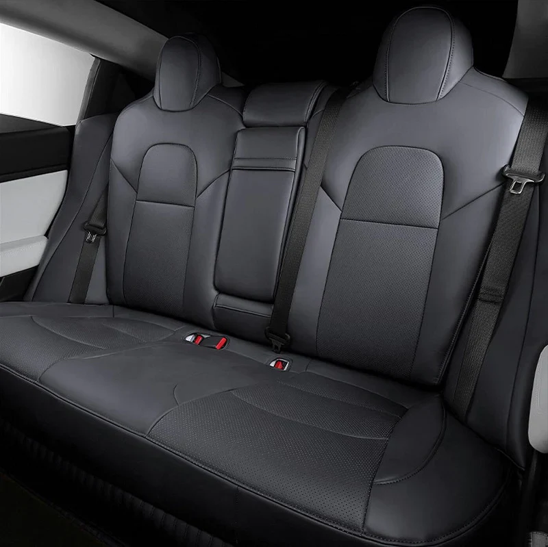 Tesla Model Y Full Seat Cover Set, Premium Napa Leather, Black, 2020-2024 - Image 2