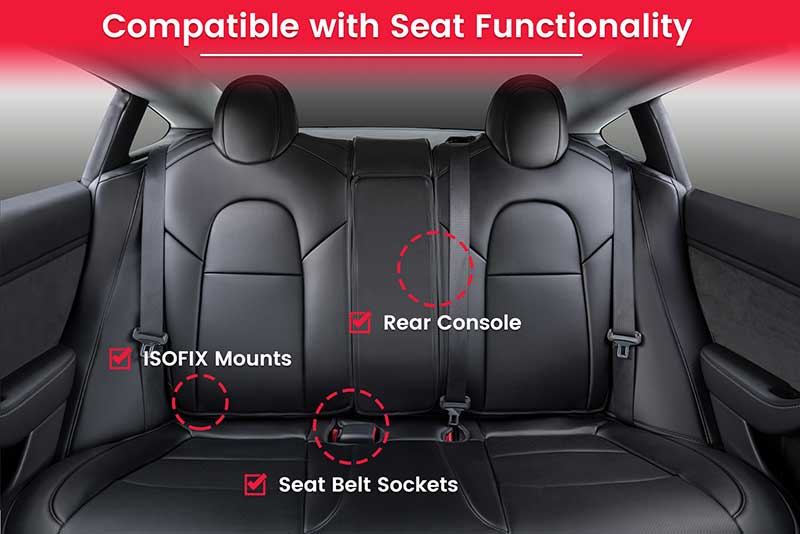 Tesla Model Y Full Seat Cover Set, Premium Napa Leather, Black, 2020-2024 - Image 3