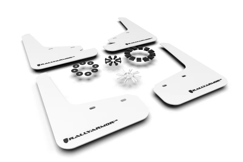 Tesla Model Y Mud Flap Set, Rally Armor White With Black Logo, 2020-2026