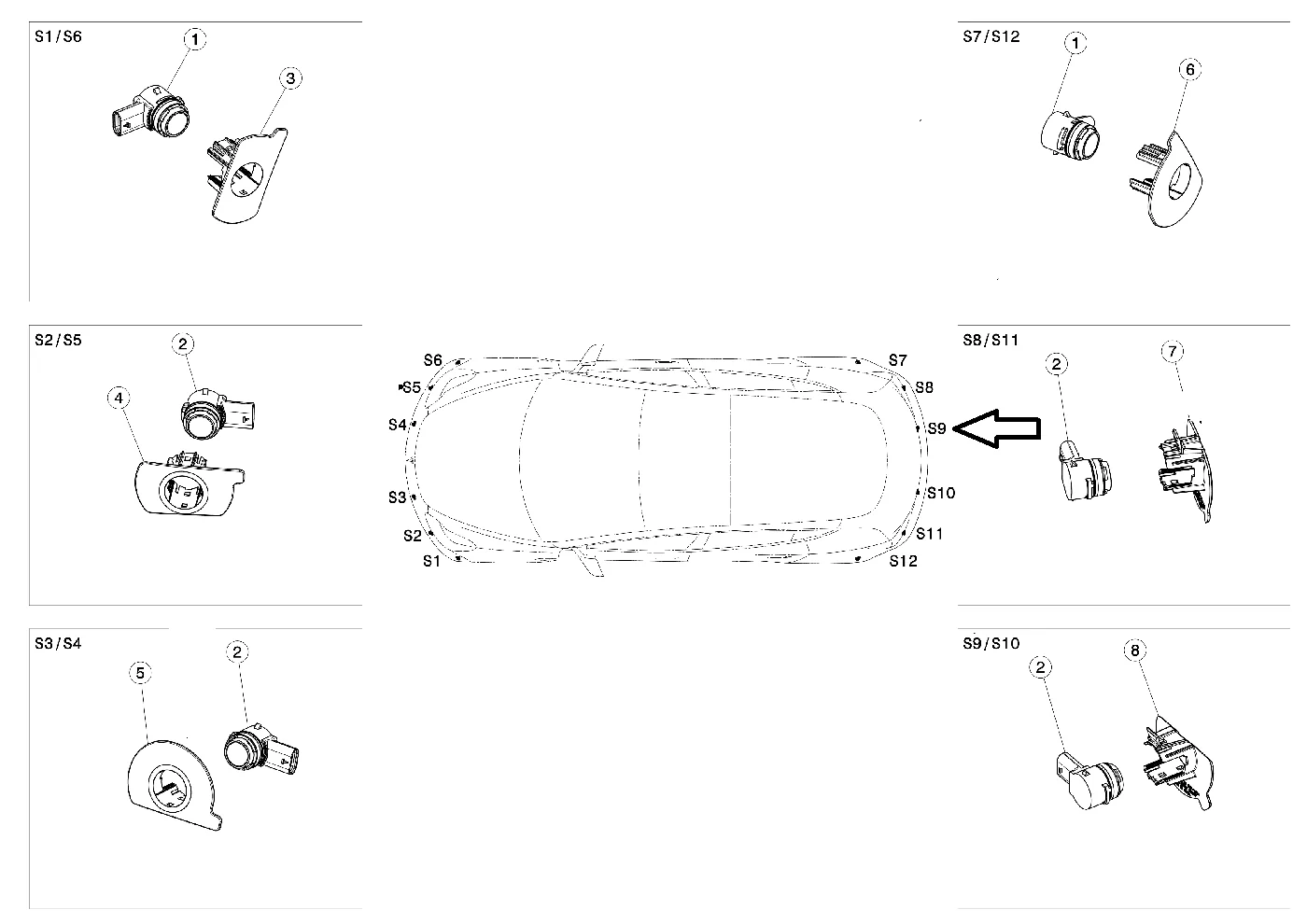 Tesla Model Y Rear Bumper Park Assist Sensor Retainer, Rear Right S9, 2020-2023 - Image 4