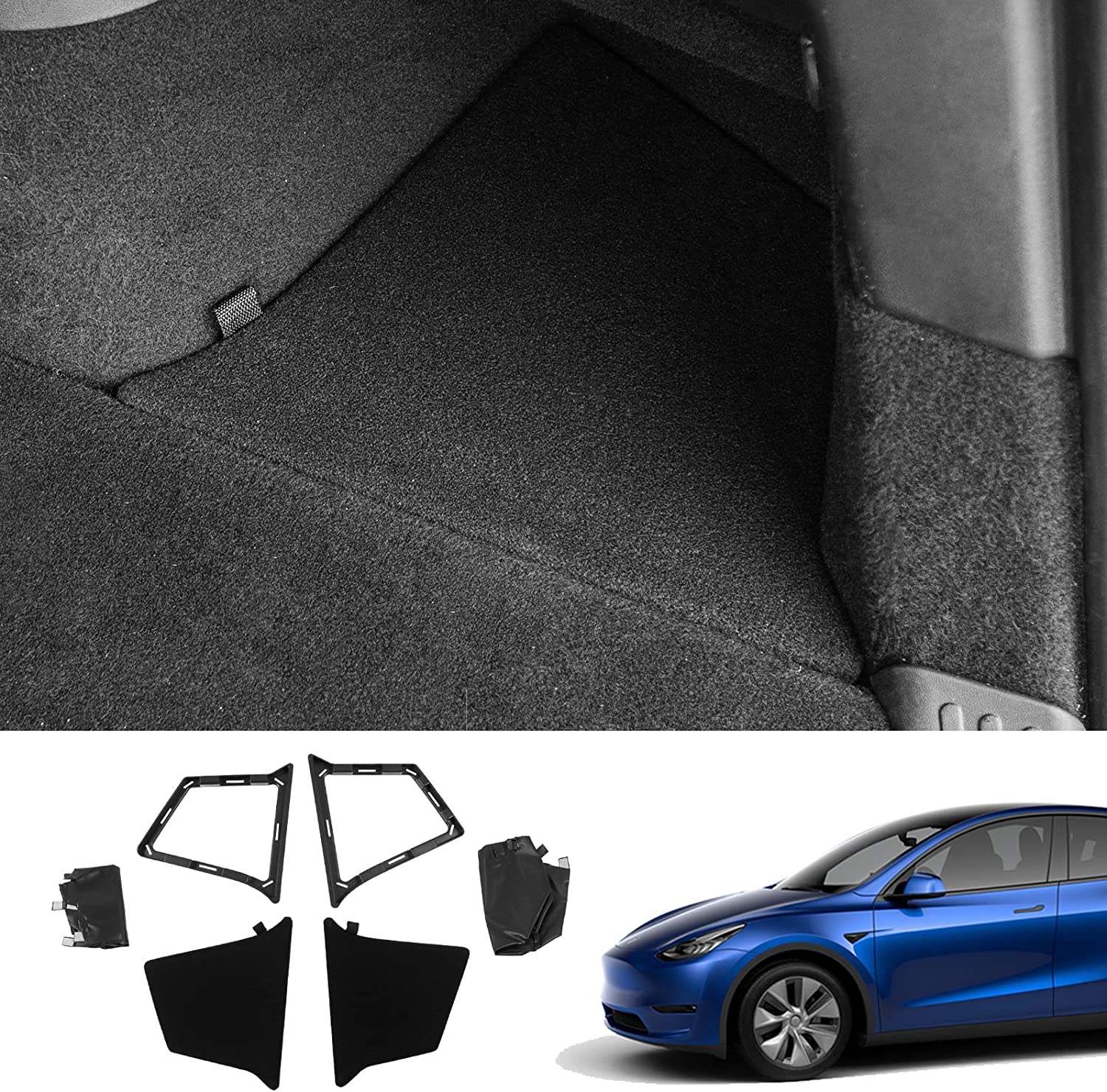 Tesla Model Y Rear Trunk Bin Side Storage Organizer Box Packets with Lid, 2020-2024