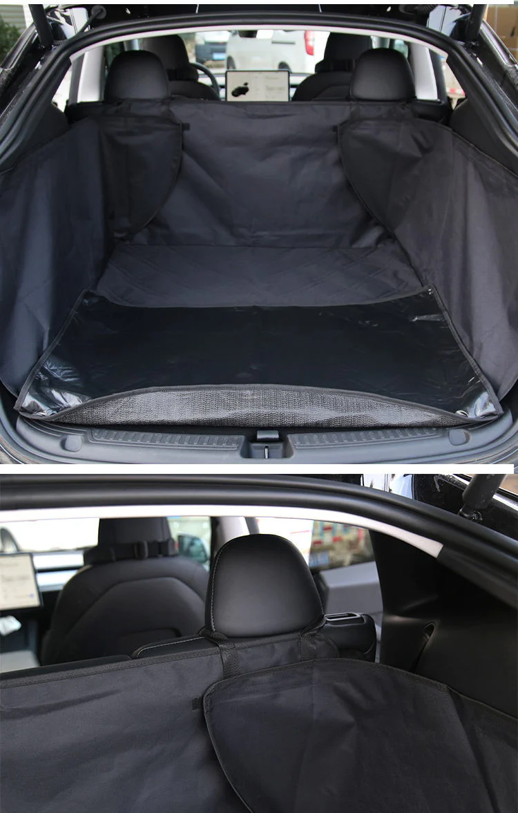 Tesla Model Y Rear Trunk Pet Mat Cover, Oxford Black Fabric Cargo Liner, 2020-2024 - Image 3