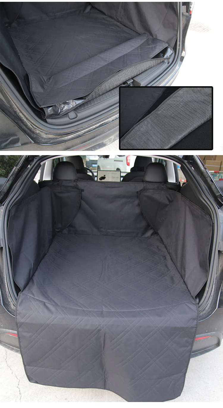 Tesla Model Y Rear Trunk Pet Mat Cover, Oxford Black Fabric Cargo Liner, 2020-2024 - Image 5