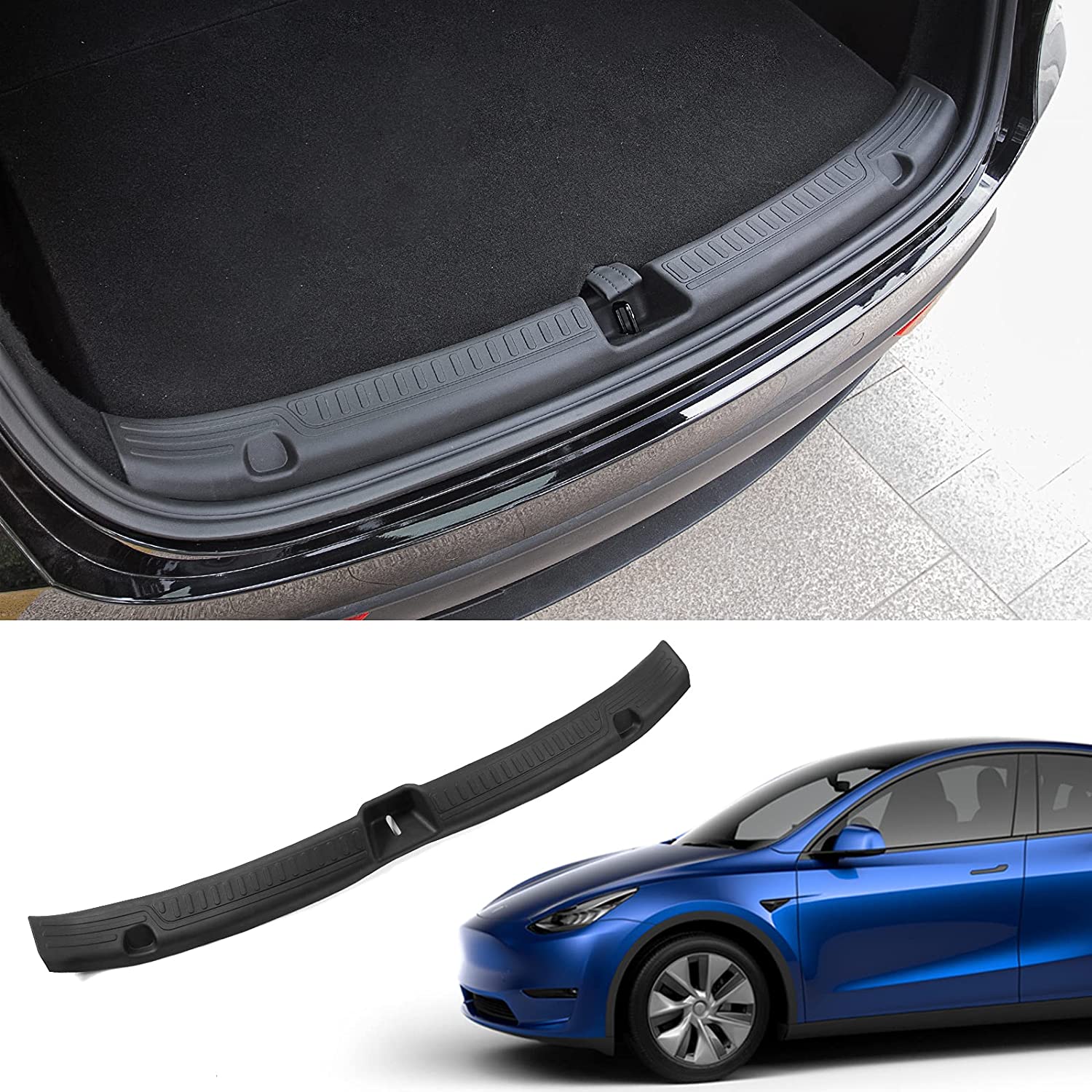 Tesla Model Y Rear Trunk Sill Plate Protector, TPE Rubber, 2020-2024