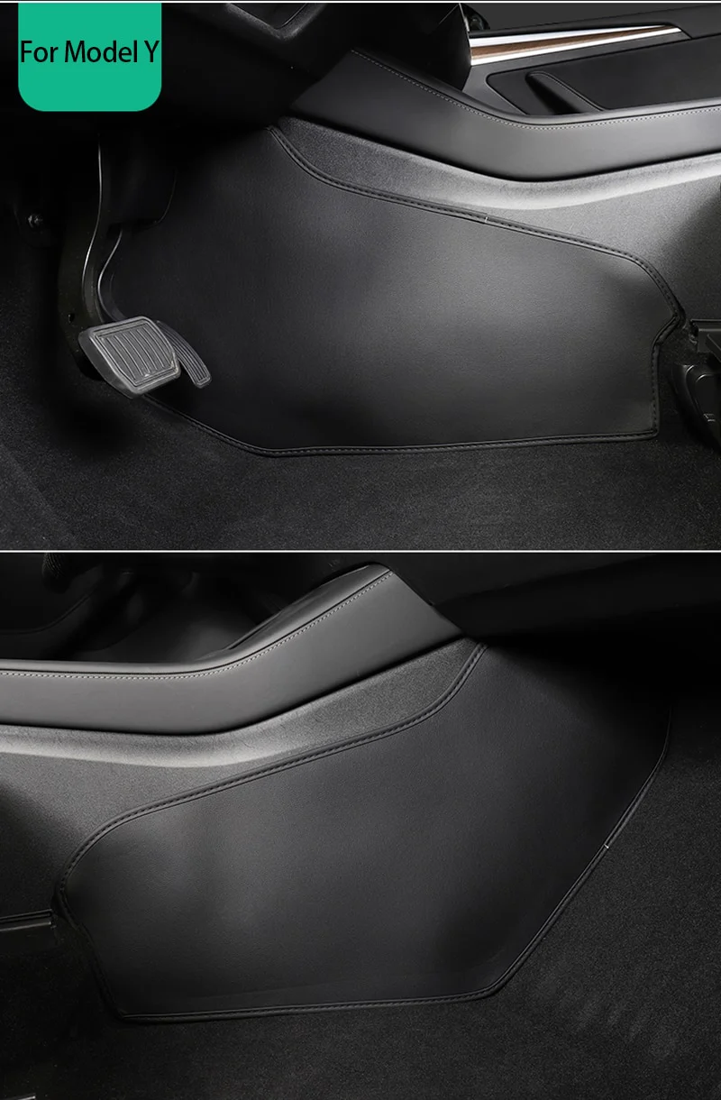 Tesla Model Y Side Console Kick Pad Protectors, PU Leather, 2020-2024