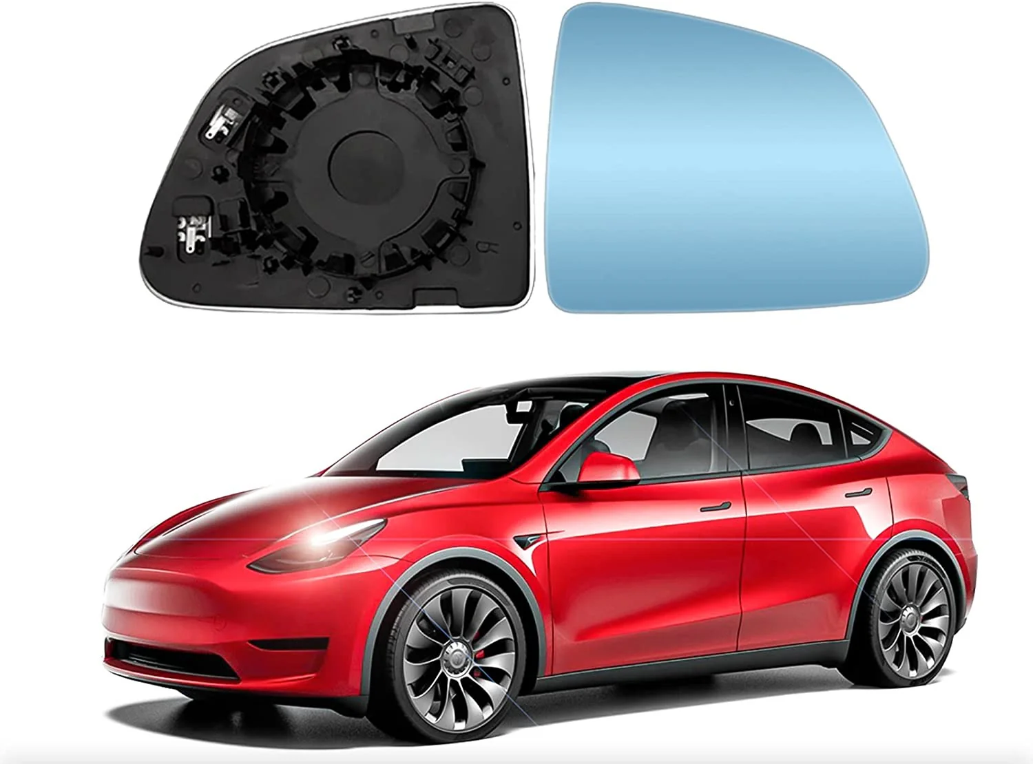 Tesla Model Y Side Mirror Blue Glass Lens, Anti-Glare Panoramic Blue Glass, Heat Defogging, 2020-2024 - Image 2