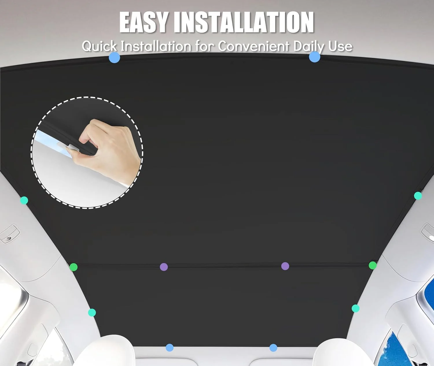 Tesla Model Y Skylight Sunroof Sunshades, Foldable, Storage Case, W/ Blackout Cloth, 2020-2024 - Image 2