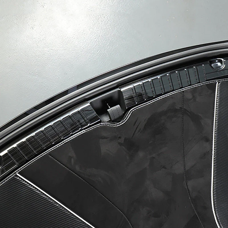 Tesla Model Y Trunk Sill Protector Scuff Plates, Stainless Steel Brushed Black, 2020-2024 - Image 3