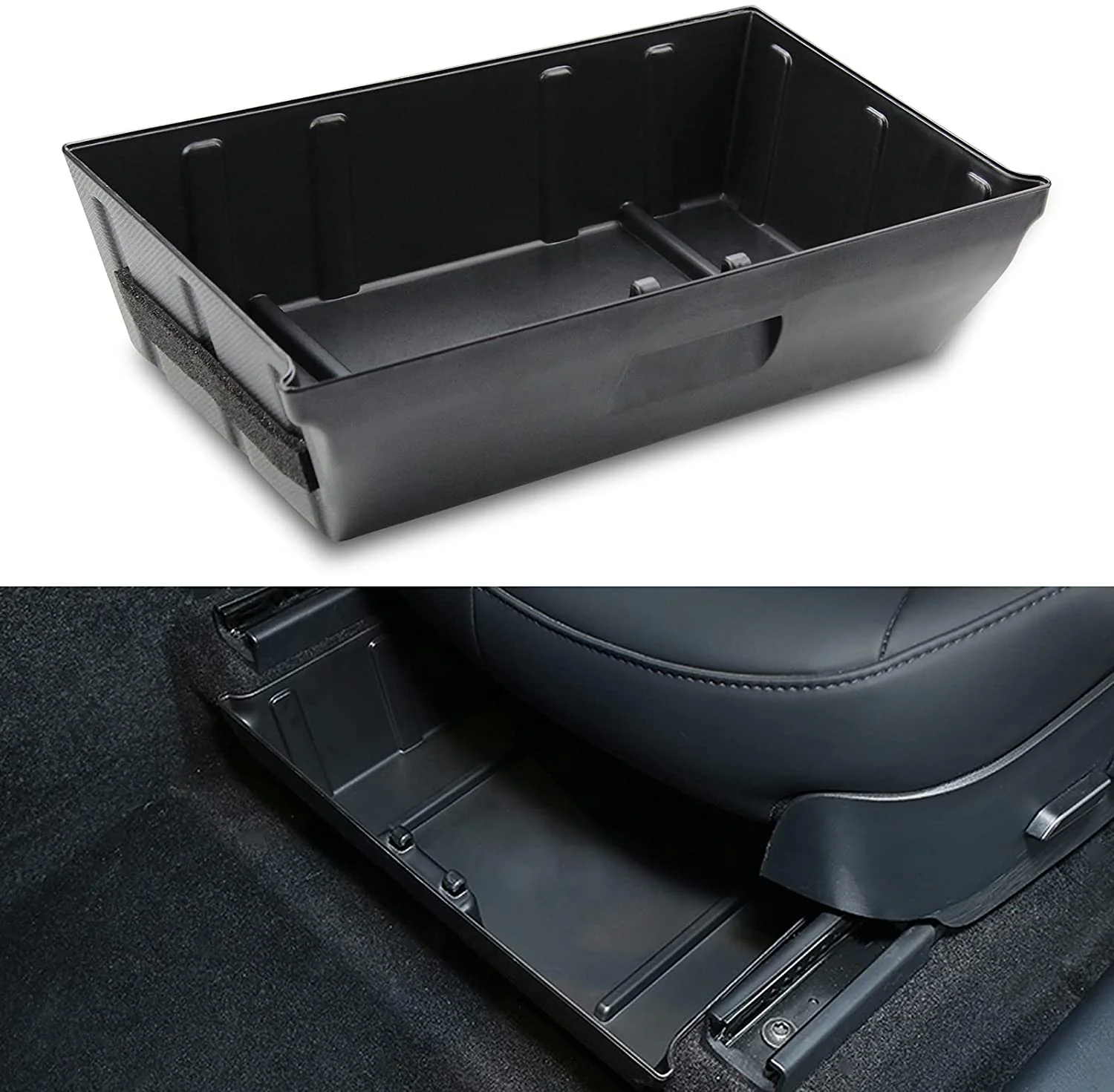Tesla Model Y Under Front Seat Storage Box Tray, ABS, For Easy Storage, 2020-2024
