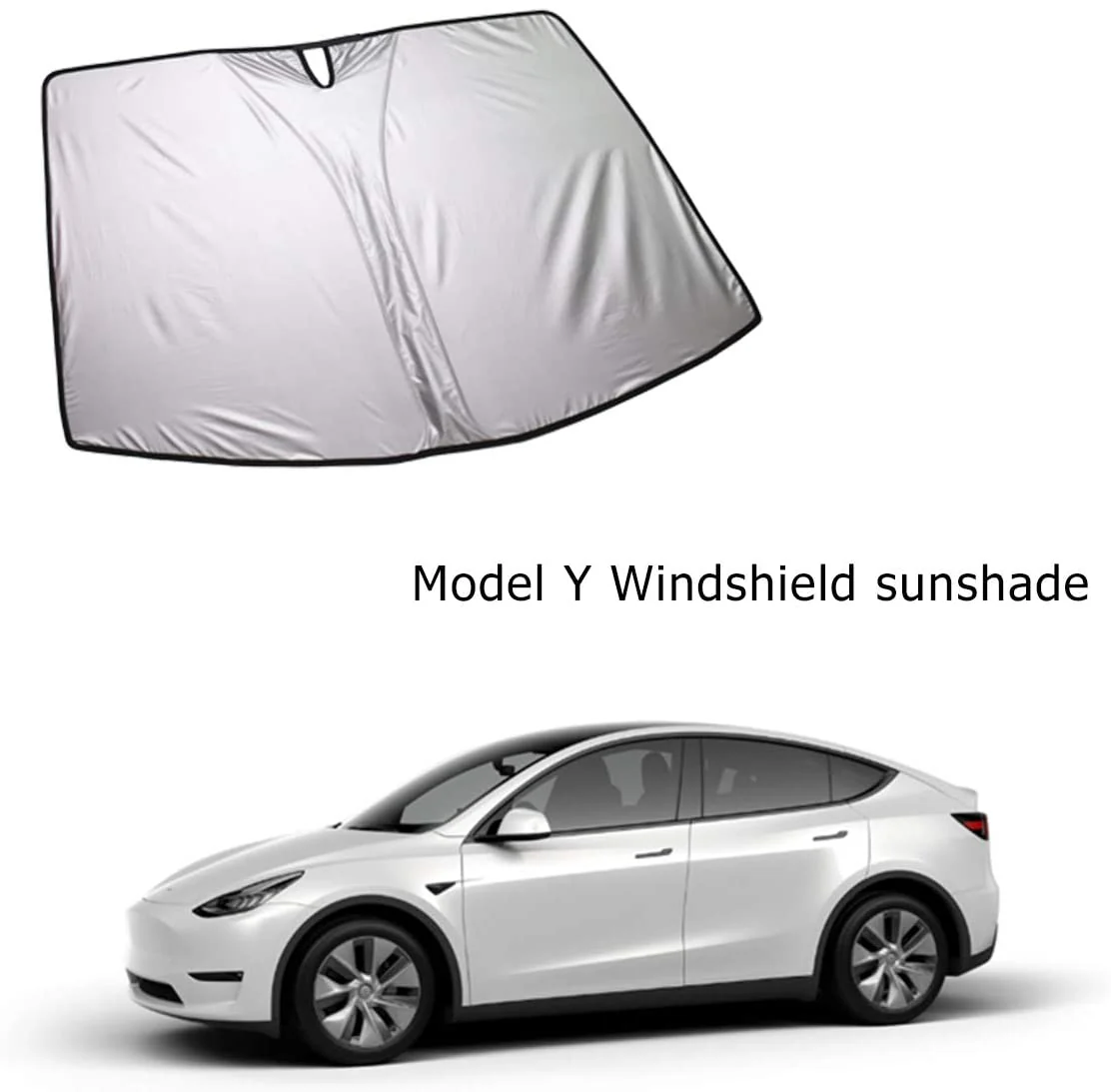Tesla Model Y Windshield Sunshade Foldable Sun Protector With Carry Pouch, 2020-2025