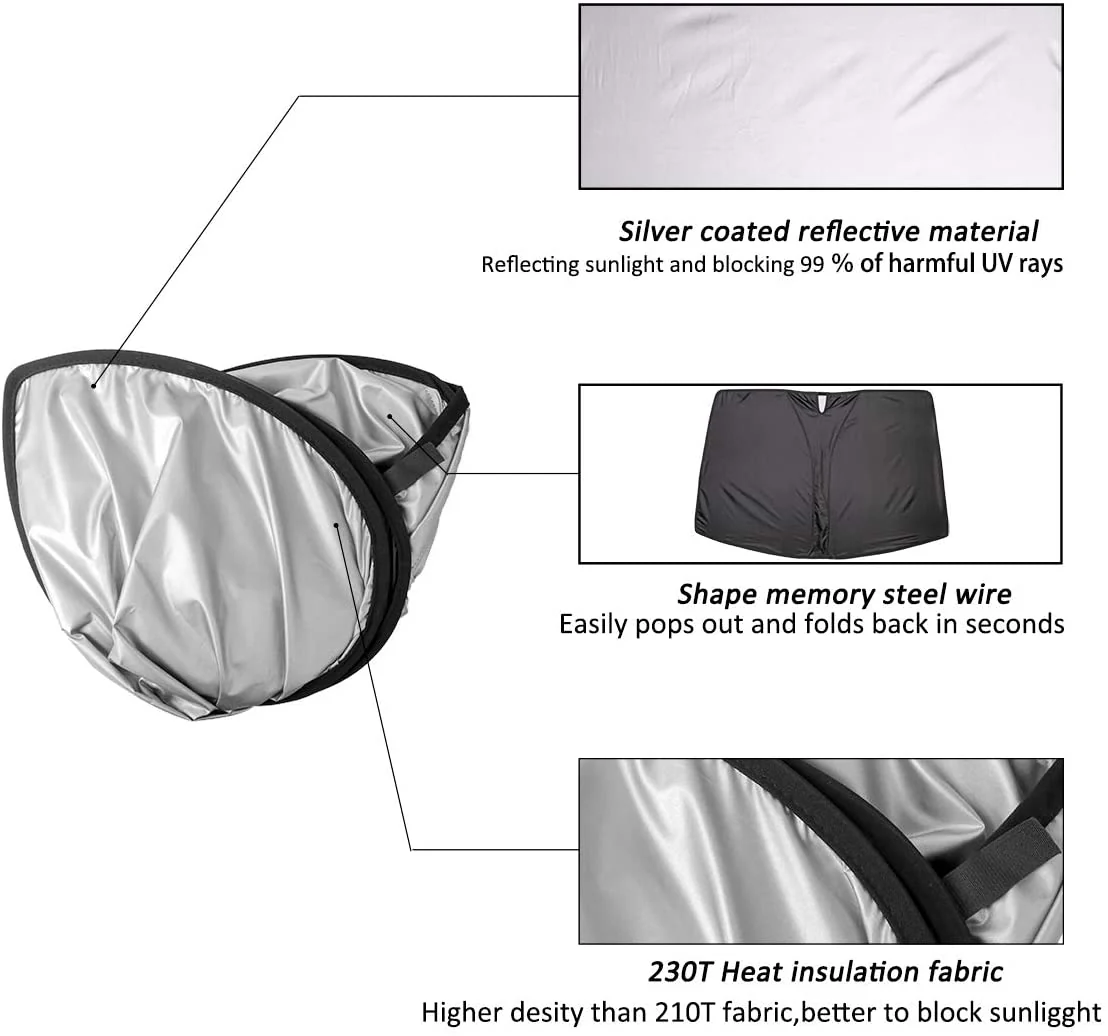 Tesla Model Y Windshield Sunshade Foldable Sun Protector With Carry Pouch, 2020-2025 - Image 3