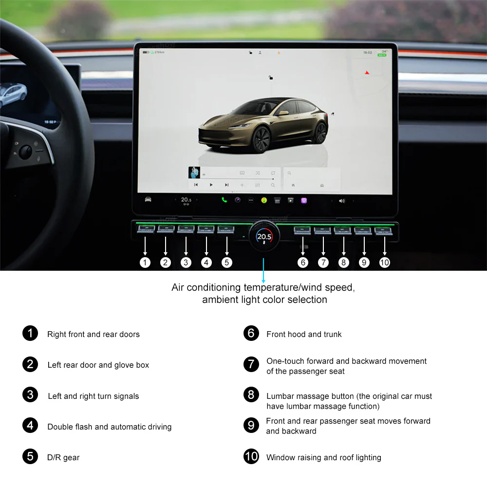 Tesla Model 3, Y Center Console Physical Control Button Multiple Functions, 2020-2025 - Image 3