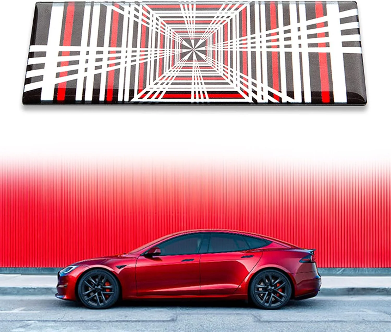 Tesla Plaid Emblem Badge Sticker, 3D Aluminum